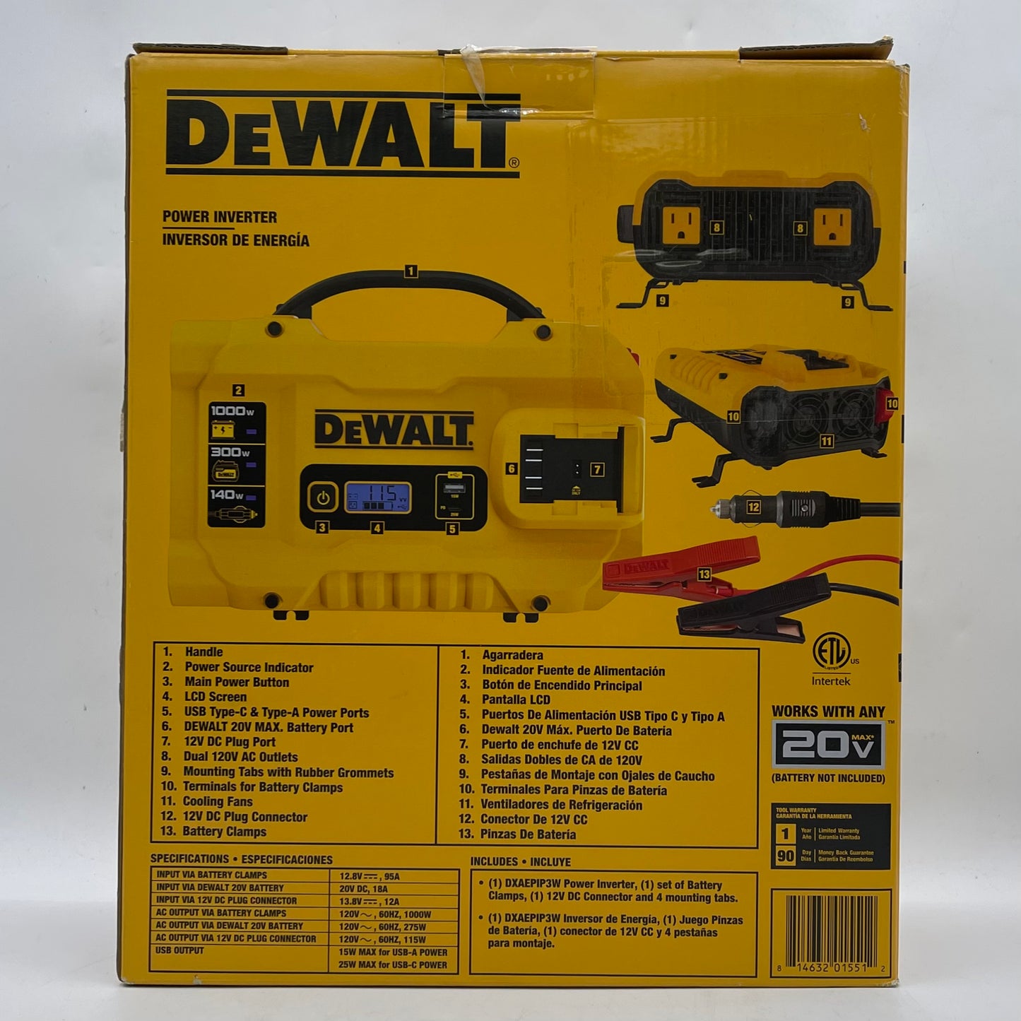 New DeWalt DXAEPIP3W 20V MAX Power Inverter
