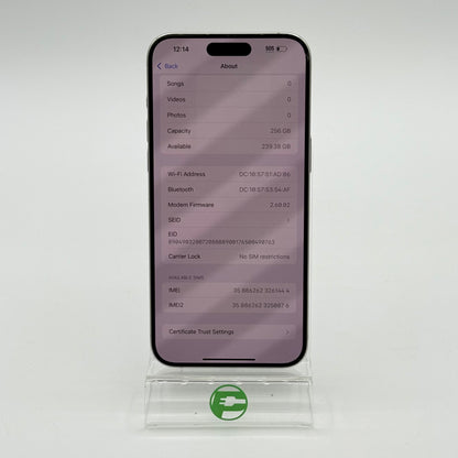 Unlocked Apple iPhone 15 Pro Max 256GB White Titanium MU673LL/A