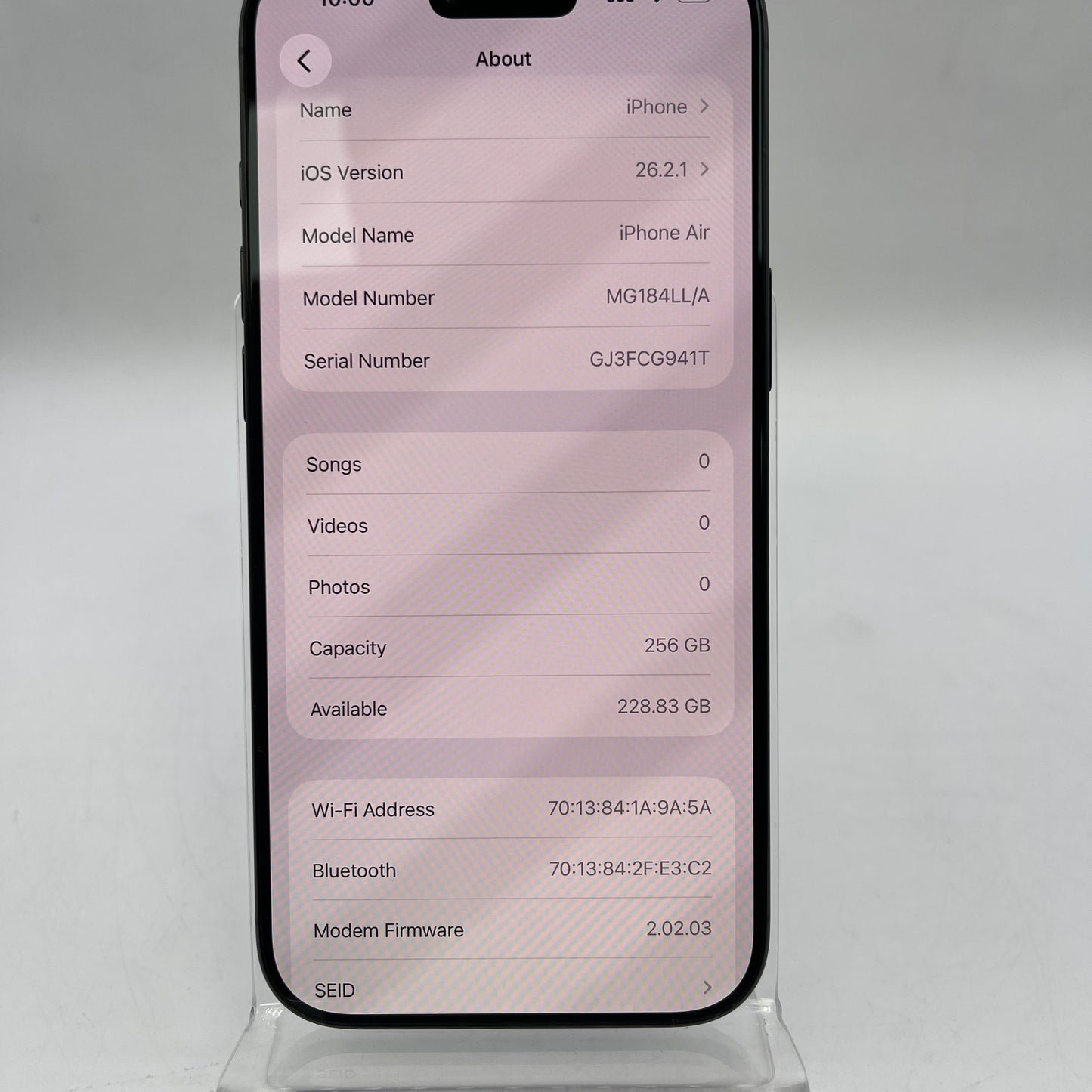 Factory Unlocked Apple iPhone Air 256GB Space Black MG184LL/A
