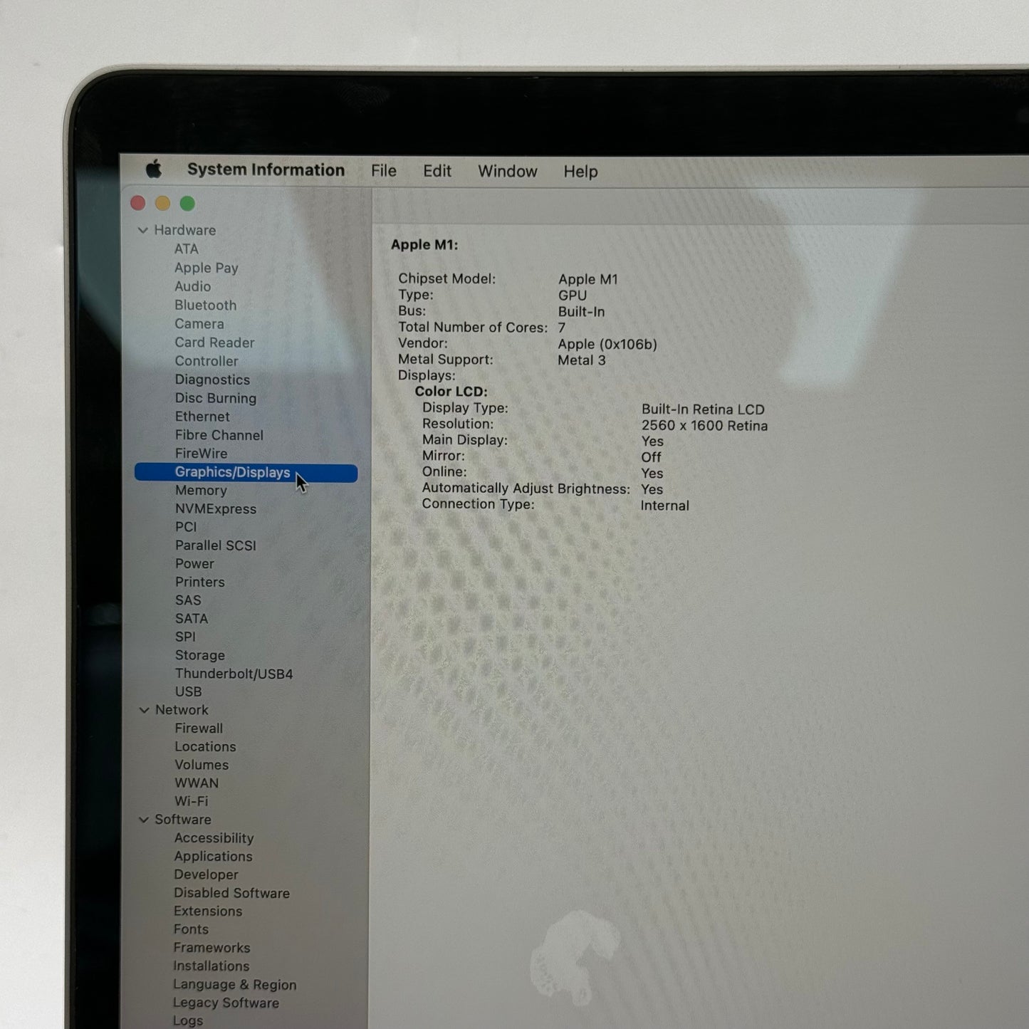 2020 Apple MacBook Air 13.3" M1 7C GPU 3.2GHz 8GB RAM 256GB SSD A2337