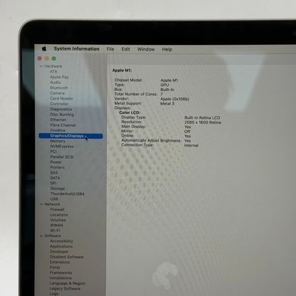 2020 Apple MacBook Air 13.3" M1 7C GPU 3.2GHz 8GB RAM 256GB SSD A2337