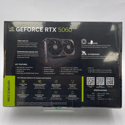 New MSI GeForce RTX 5060 Ventus 2X OC 8GB GDDR7 Graphics Card 912-V537-038