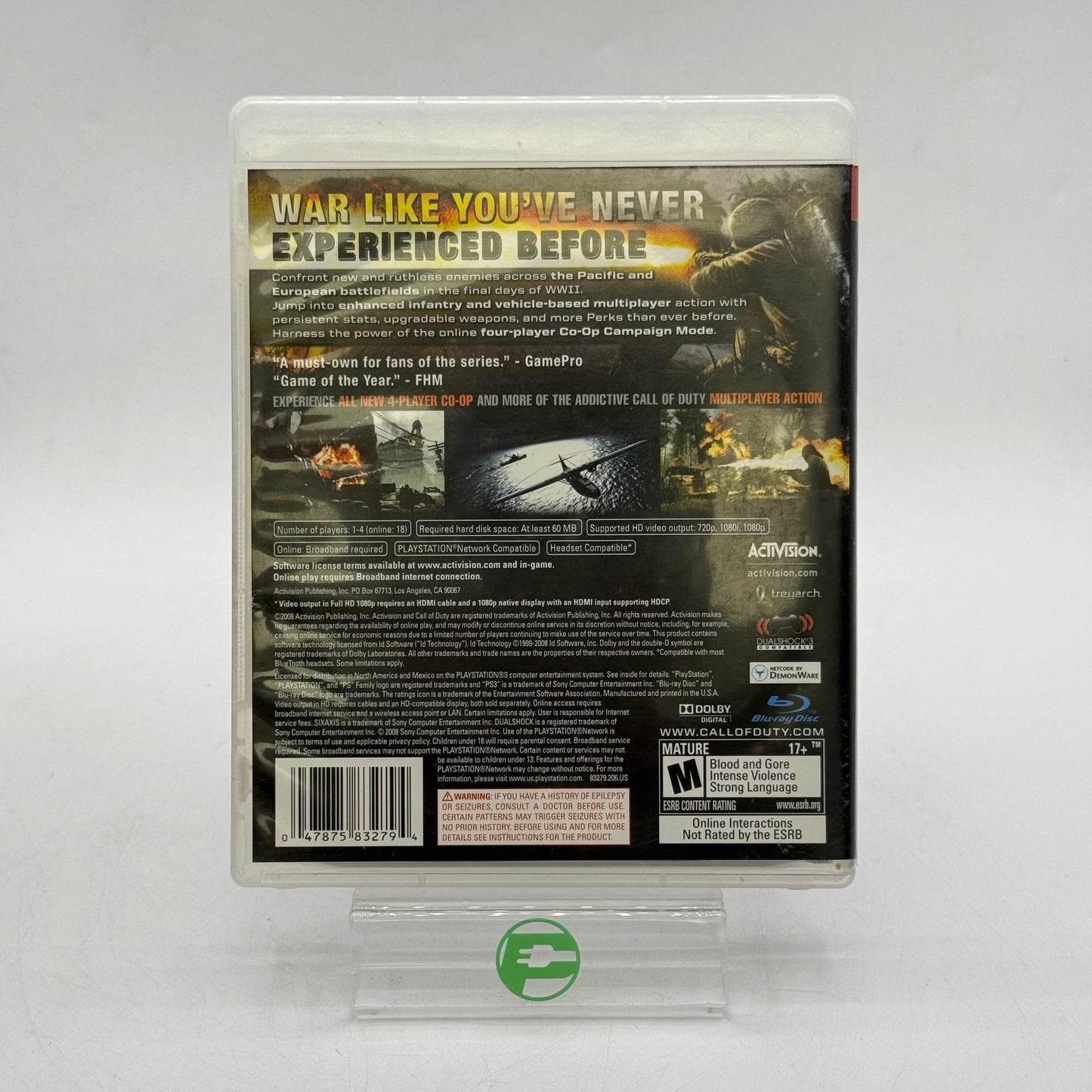 Call Of Duty: World At War (Sony PlayStation 3 PS3, 2008)