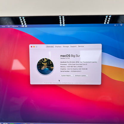 2016 Apple MacBook Pro 13.3" i5 2.0GHz 8GB RAM 256GB SSD Space Gray A1708 Read