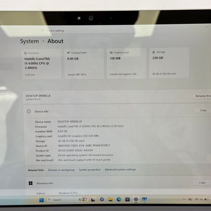 Microsoft Surface Pro 4 1724 12.3" i5 2.5GHz 8GB RAM 256GB SSD