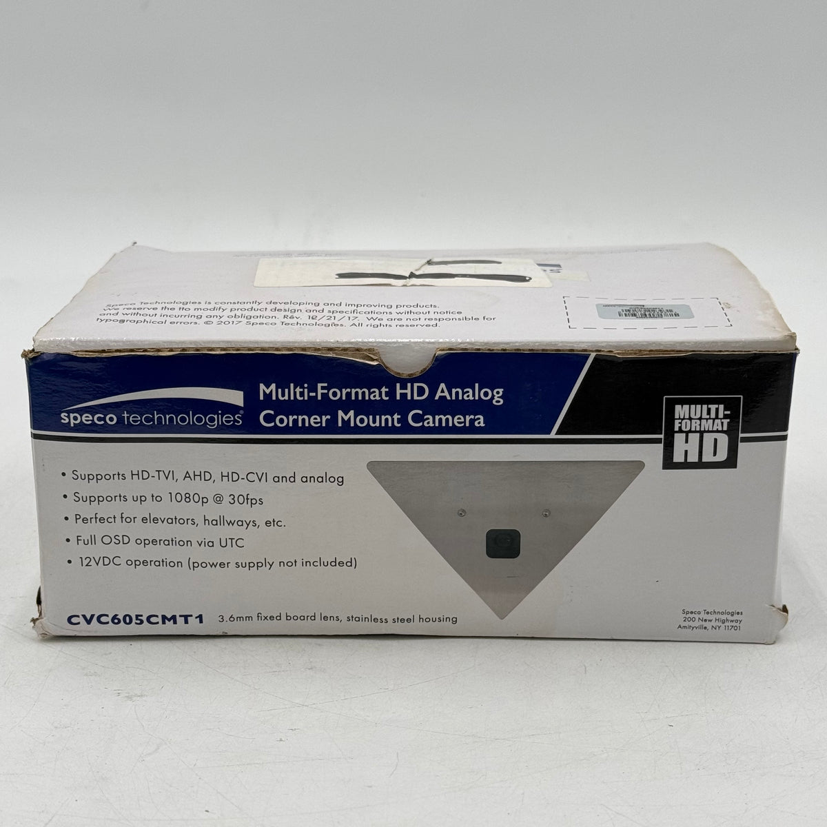New Speco Technologies Multi-Format HD Analog Corner Mount Camera CVC605CMT1