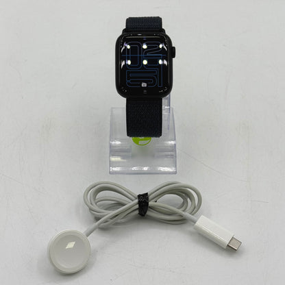 Unlocked Apple Watch SE 2nd Gen 44MM Midnight Aluminum Anchor Blue Sport Loop