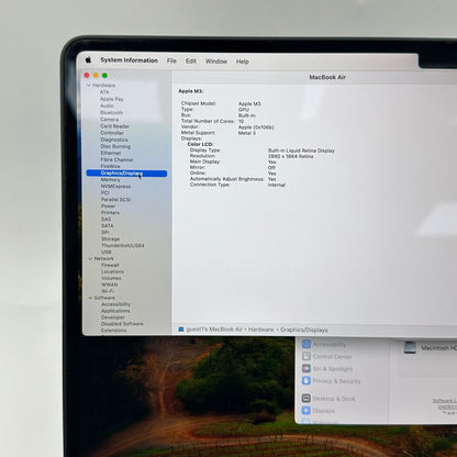 2024 Apple MacBook Air 15" M3 10C GPU 4.0GHz 8GB RAM 256GB SSD A3114