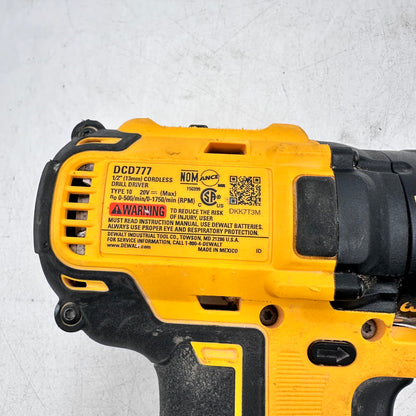 DeWalt DCD777 20V MAX 1/2" (13mm) Cordless Drill Driver