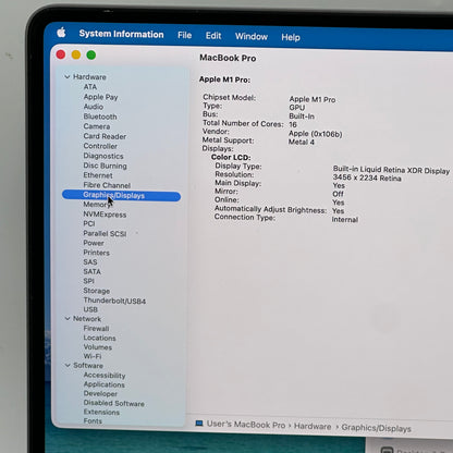 2021 Apple MacBook Pro 16" M1 Pro 16C GPU 3.2GHz 16GB RAM 1TB SSD A2485