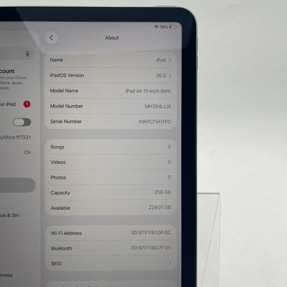 WiFi Only Apple iPad Air 11" M4 256GB Space Gray MH354LL/A