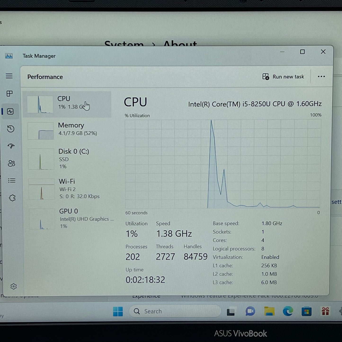 Asus Vivobook 14 X420U 14" i5-8250U 1.6GHz 8GB RAM 128GB SSD