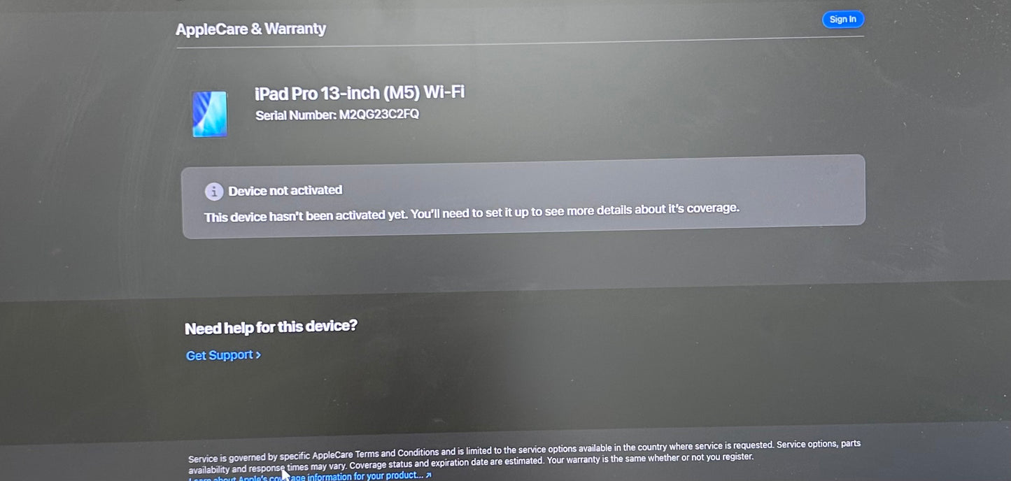 New WiFi Only Apple iPad Pro 13" M5 256GB Silver MDYK4LL/A