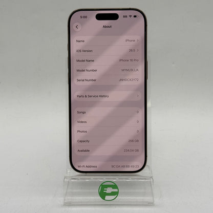 Factory Unlocked Apple iPhone 16 Pro 256GB Desert Titanium MYMJ3LL/A