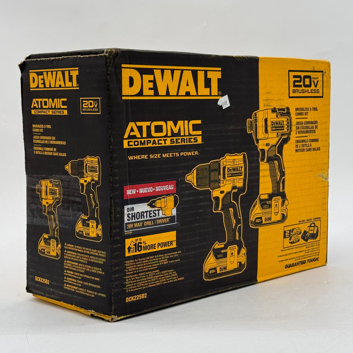 New DeWalt DCK225D2 20V MAX Atomic Compact Series Brushless 2-Tool Combo Kit