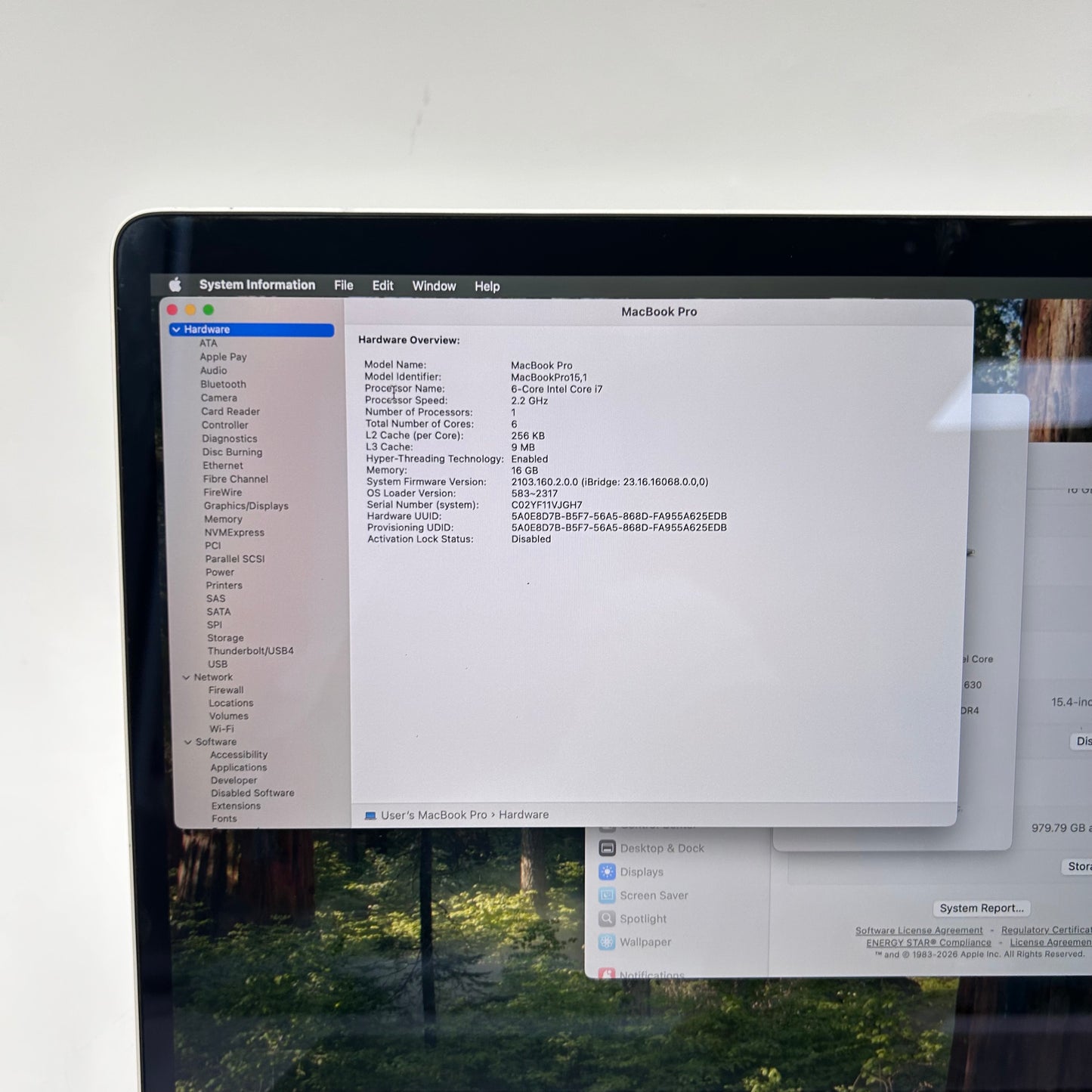 2018 Apple MacBook Pro 15" i7 2.7GHz 16GB RAM 1TB SSD Silver A1990 Read