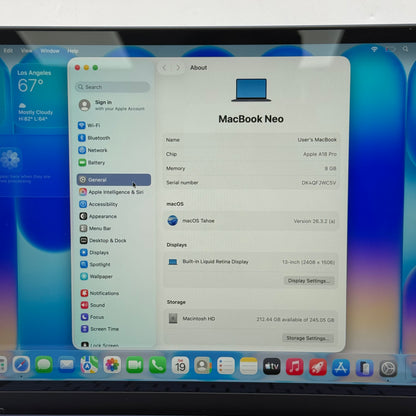 2026 Apple MacBook Neo 13" A18 Pro 5C GPU 4.0GHz 8GB RAM 256GB SSD MHFF4LL/A