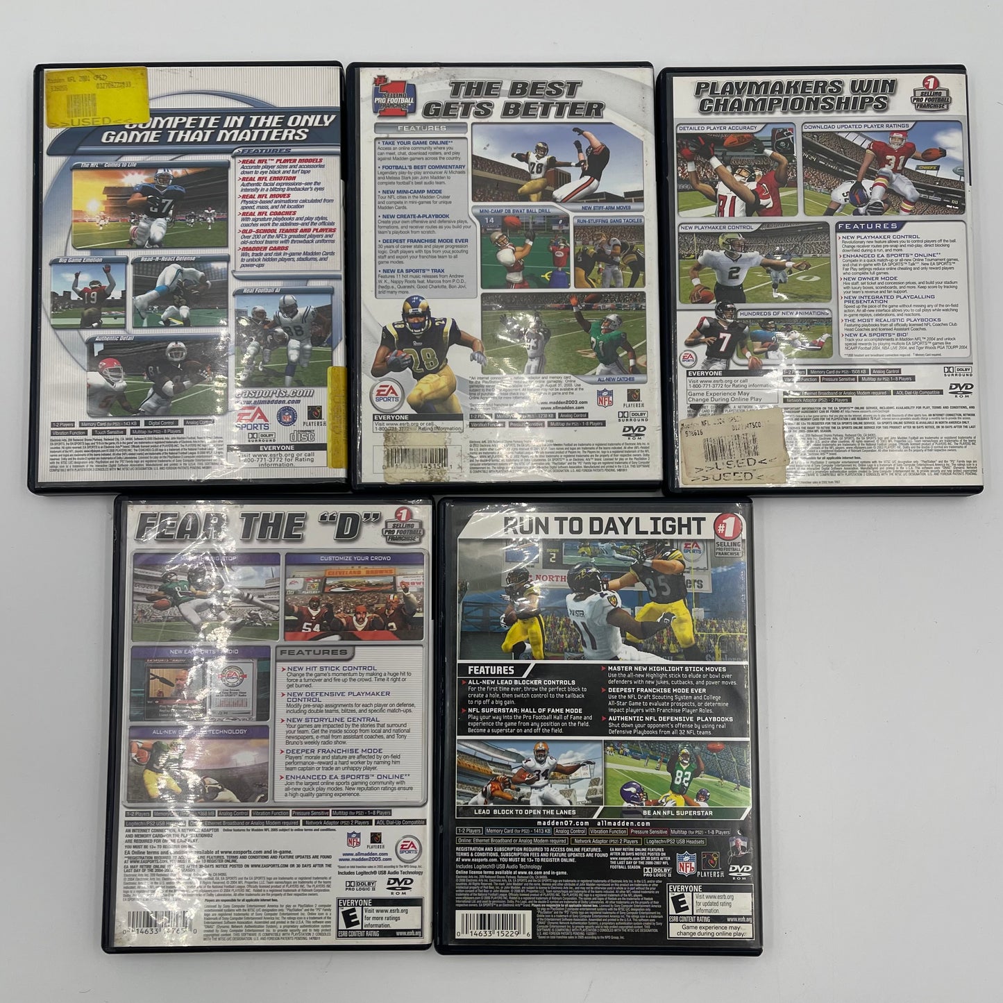 Lot of 5 Sony PlayStation 2 PS2 Games Madden 2001 | 2003 | 2004 | 2005 | 07