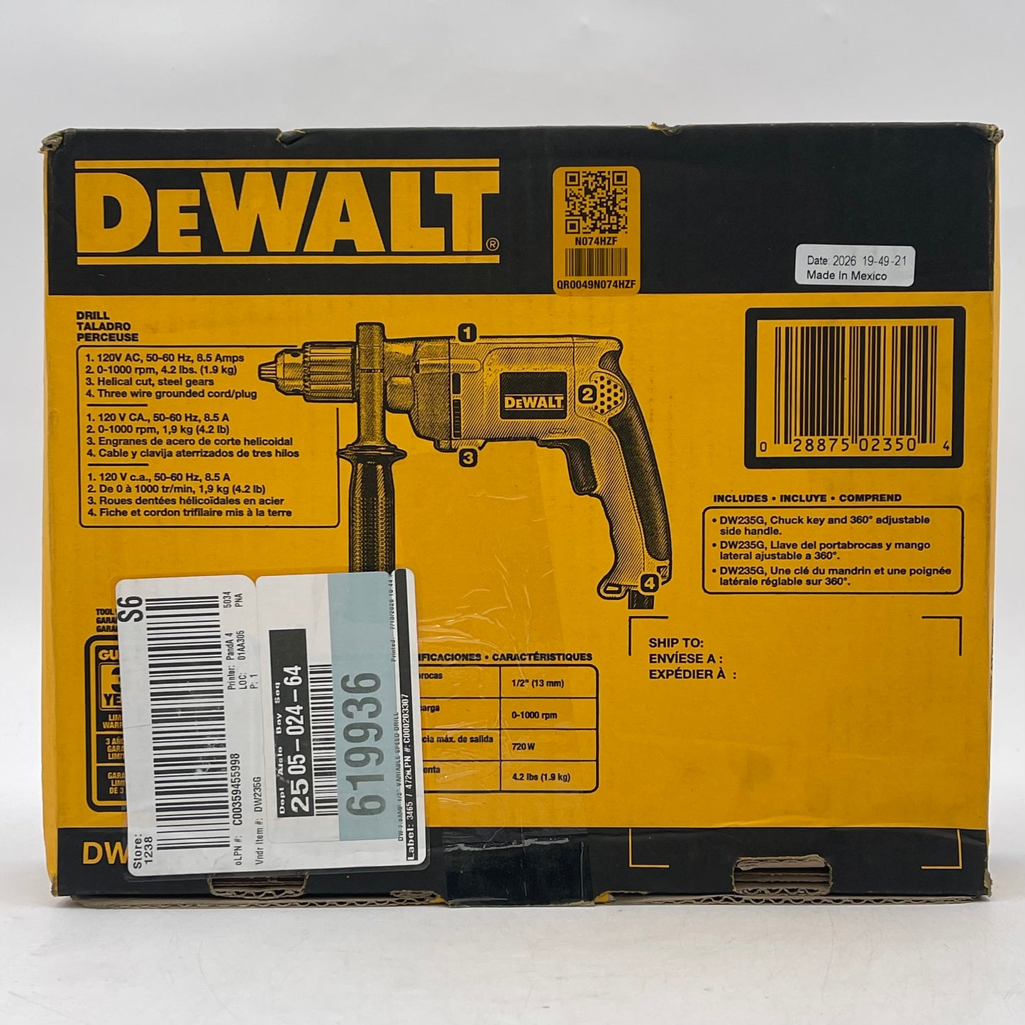 New DeWalt DW235G 120V 1/2" (13mm) Drill