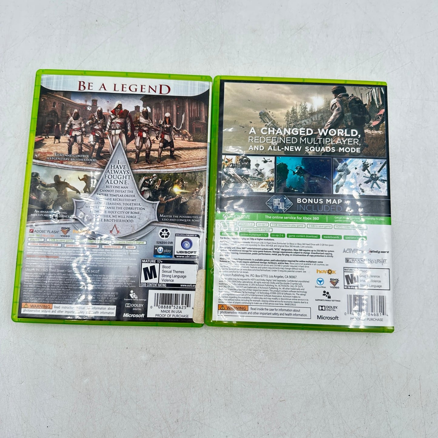 Lot of 2 Microsoft Xbox 360 Games [COD Ghosts & AC Brotherhood]