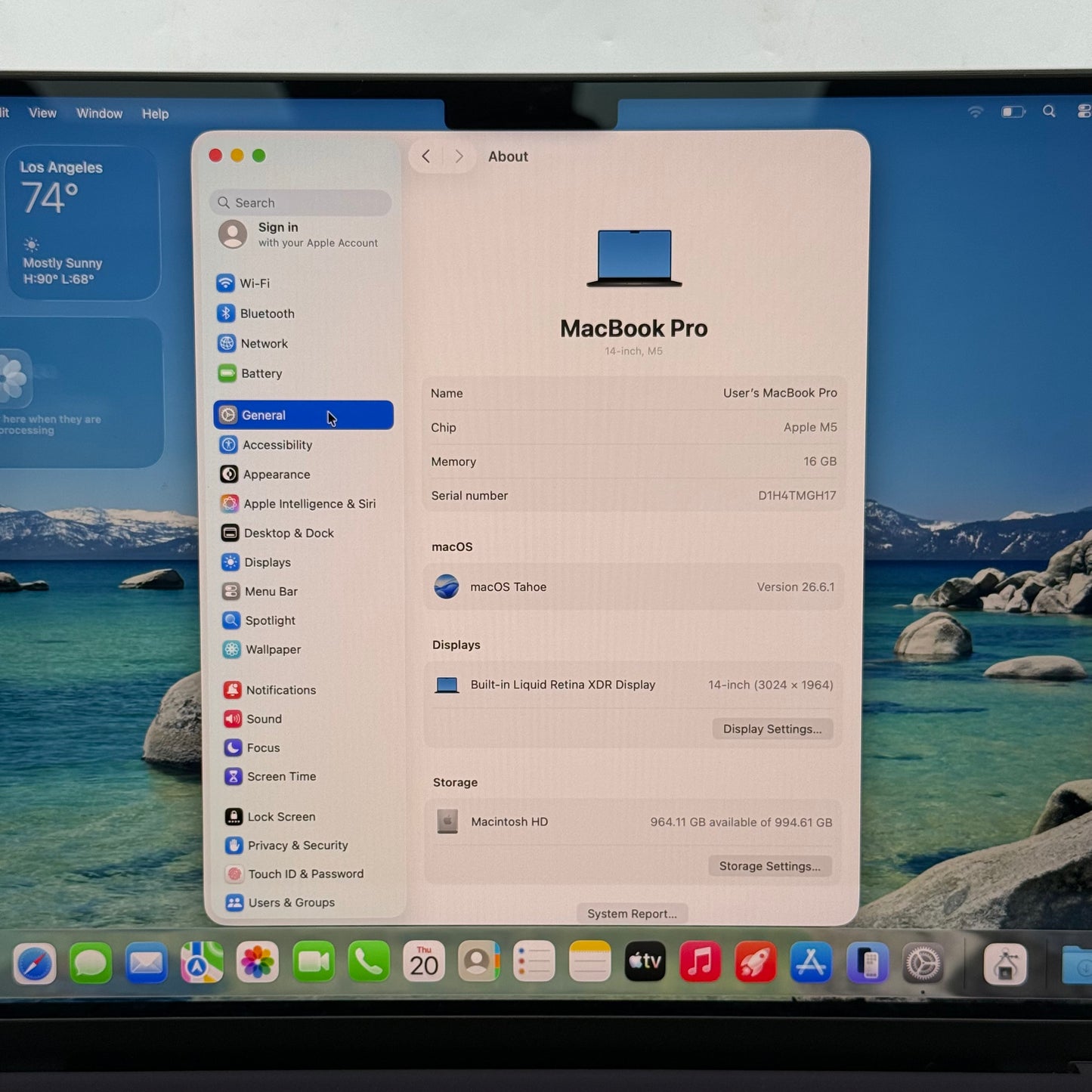 2025 Apple MacBook Pro 14" M5 10C GPU 4.6GHz 16GB RAM 1TB SSD A3434
