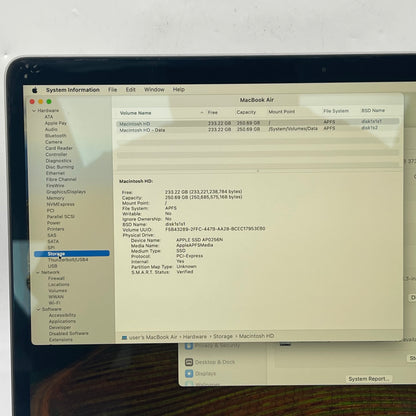 2020 Apple MacBook Air 13.3" i3 1.1GHz 8GB RAM 256GB SSD Space Gray A2179