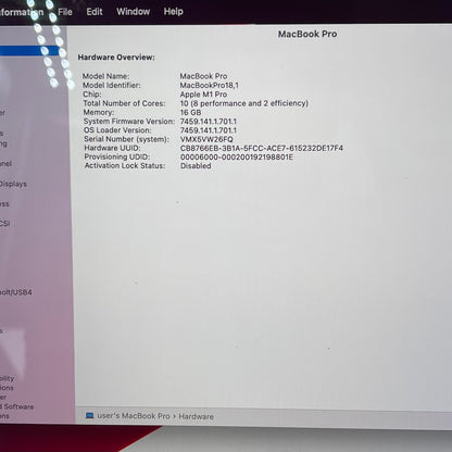 2021 Apple MacBook Pro 16" M1 Pro 16C GPU 3.2GHz 16GB RAM 1TB SSD A2485 Read