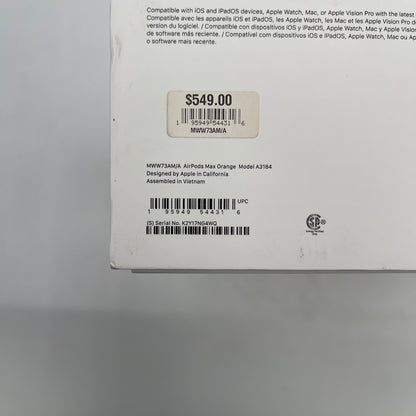 Apple AirPods Max USB-C Wireless Over-Ear Headphones Orange MWW73AM/A