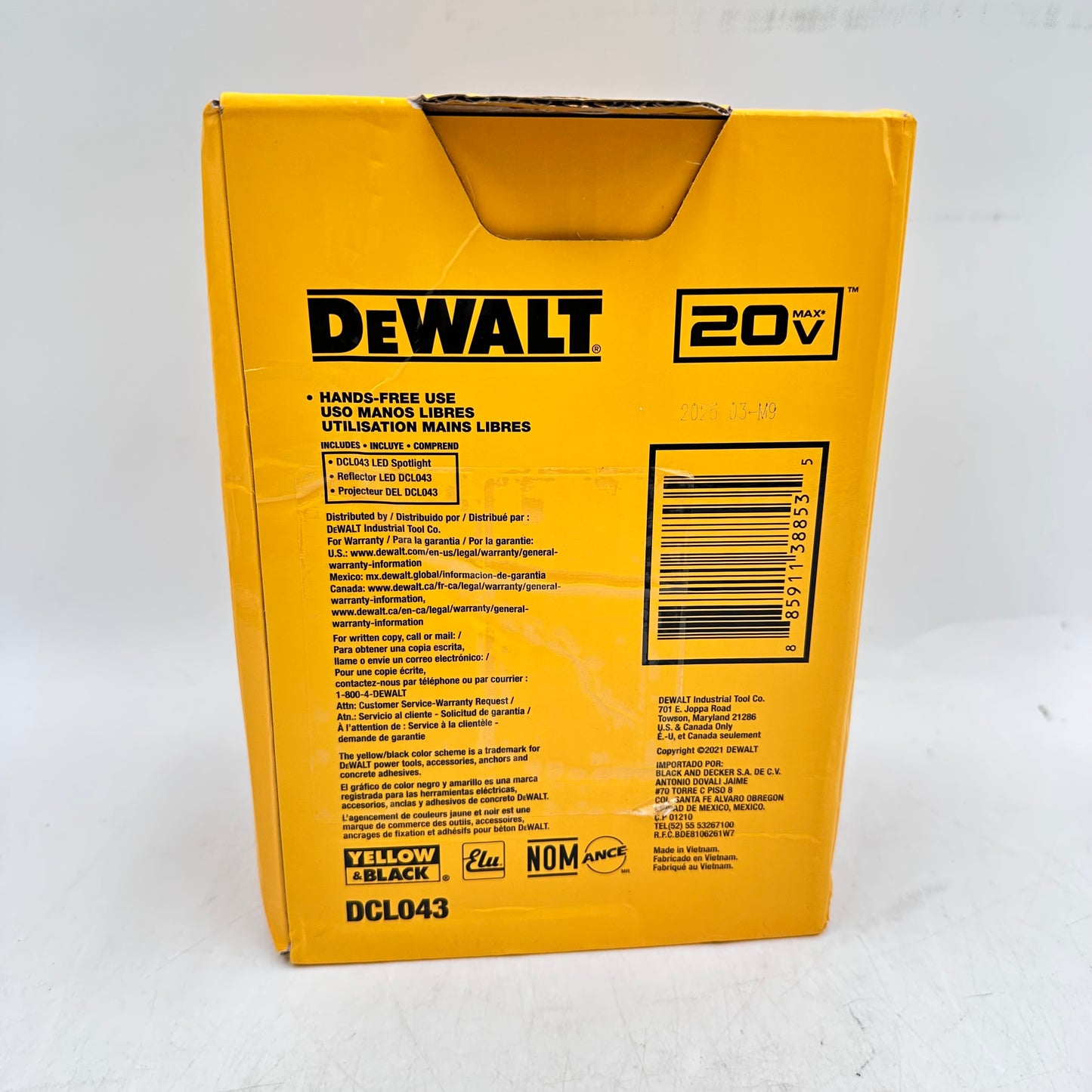 New DeWalt DCL043 20V MAX Jobsite LED Spotlight
