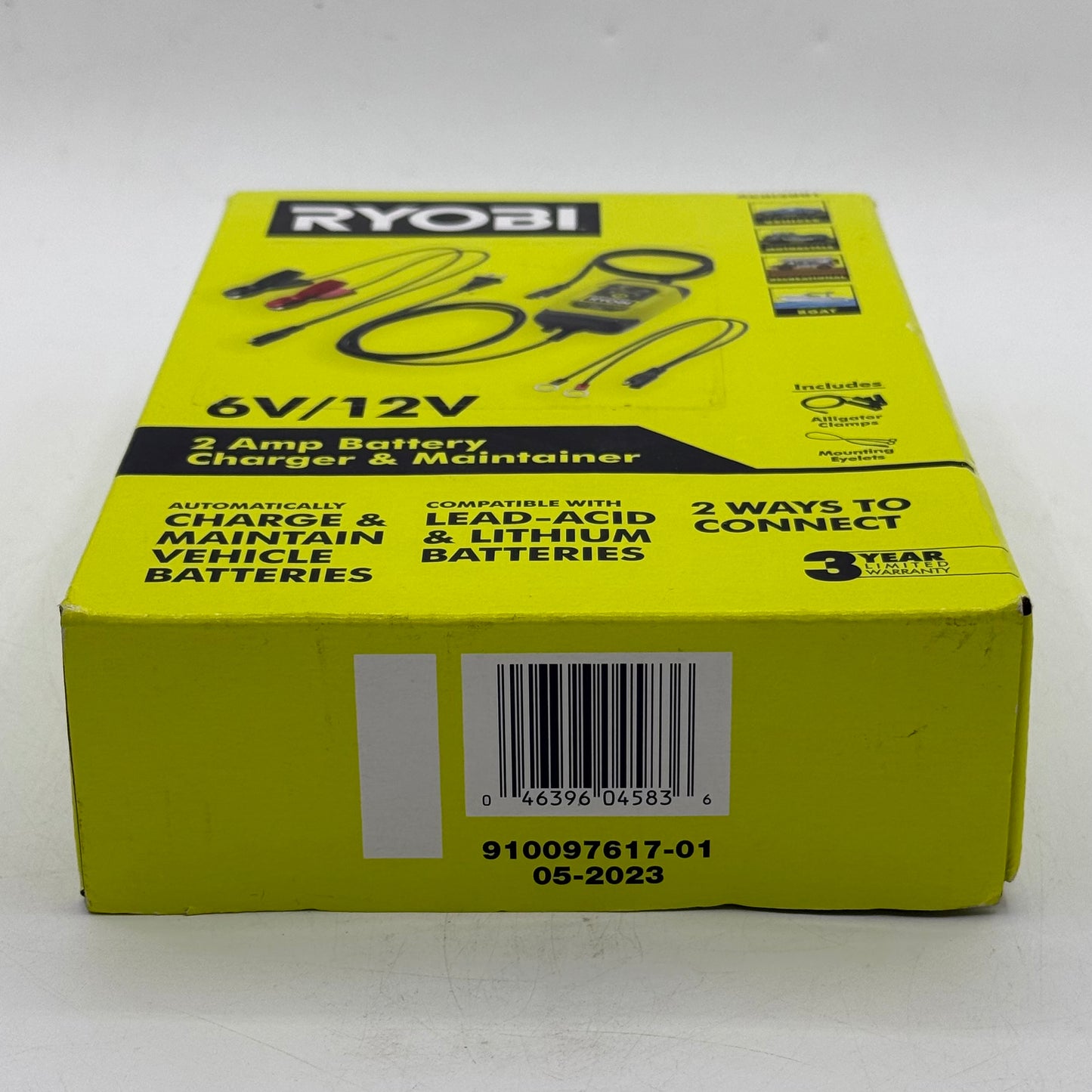 New Ryobi AC0i2001 6V/12V 2 Amp Battery Charger & Maintainer