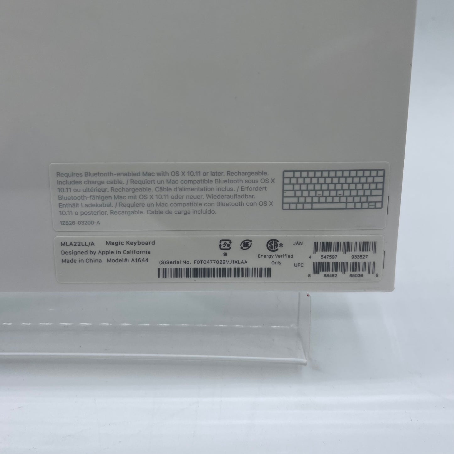 New Apple Magic Keyboard A1644 White MLA22LL/A