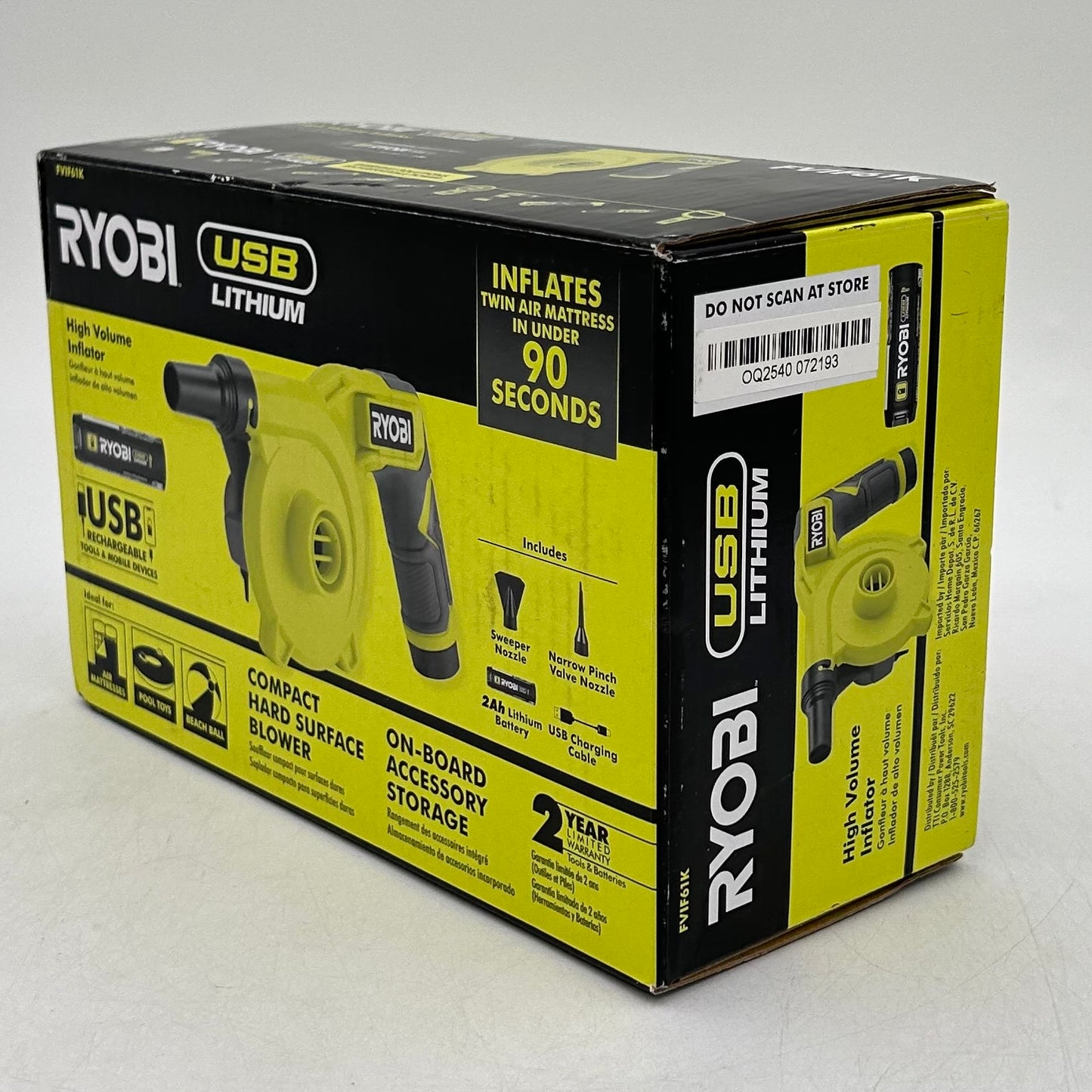 New Ryobi FVIF61K 4V High Volume Inflator