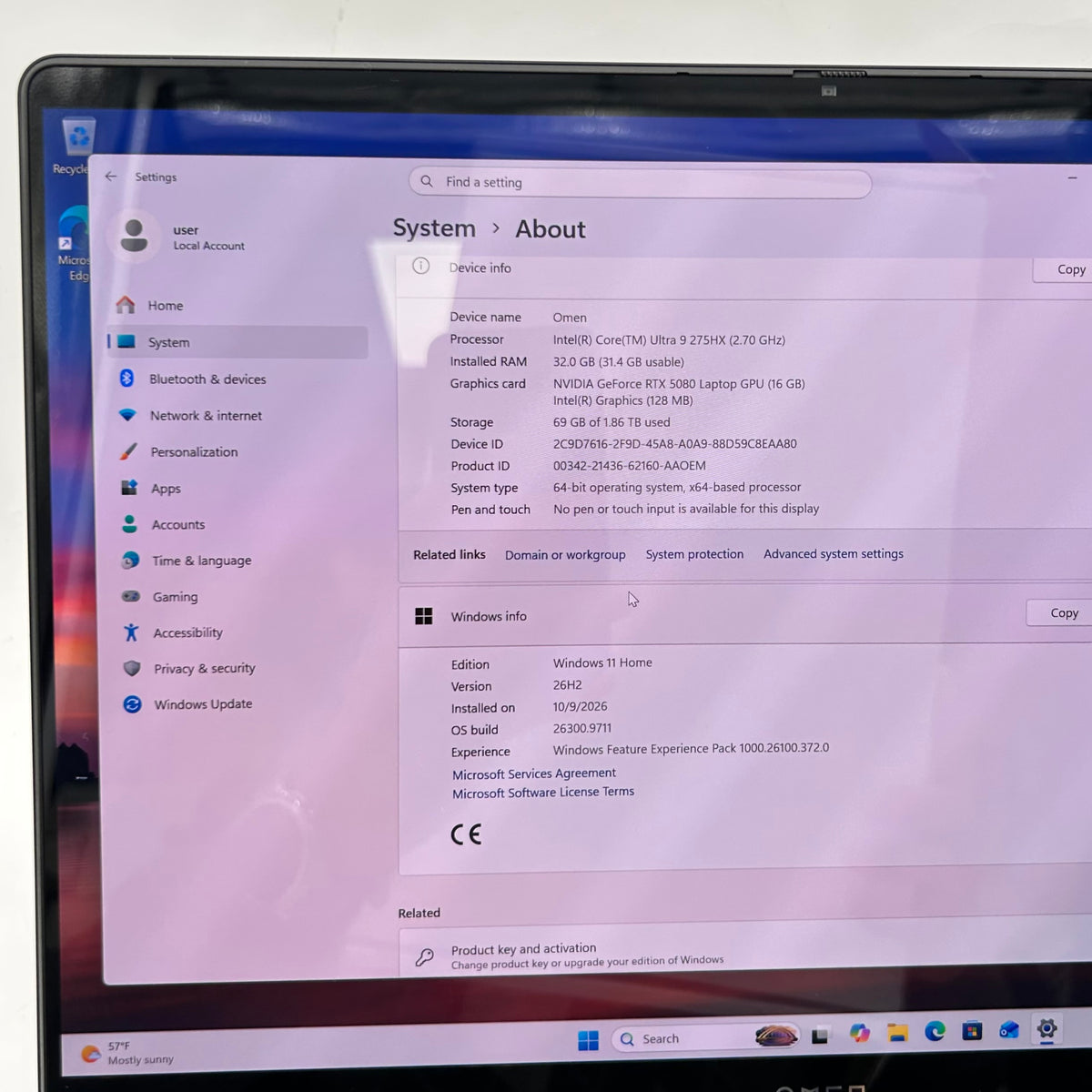 HP Omen Max 16-ah0043dx 16" Core Ultra 9 275HX 32GB RAM 2TB SSD GeForce RTX 5080