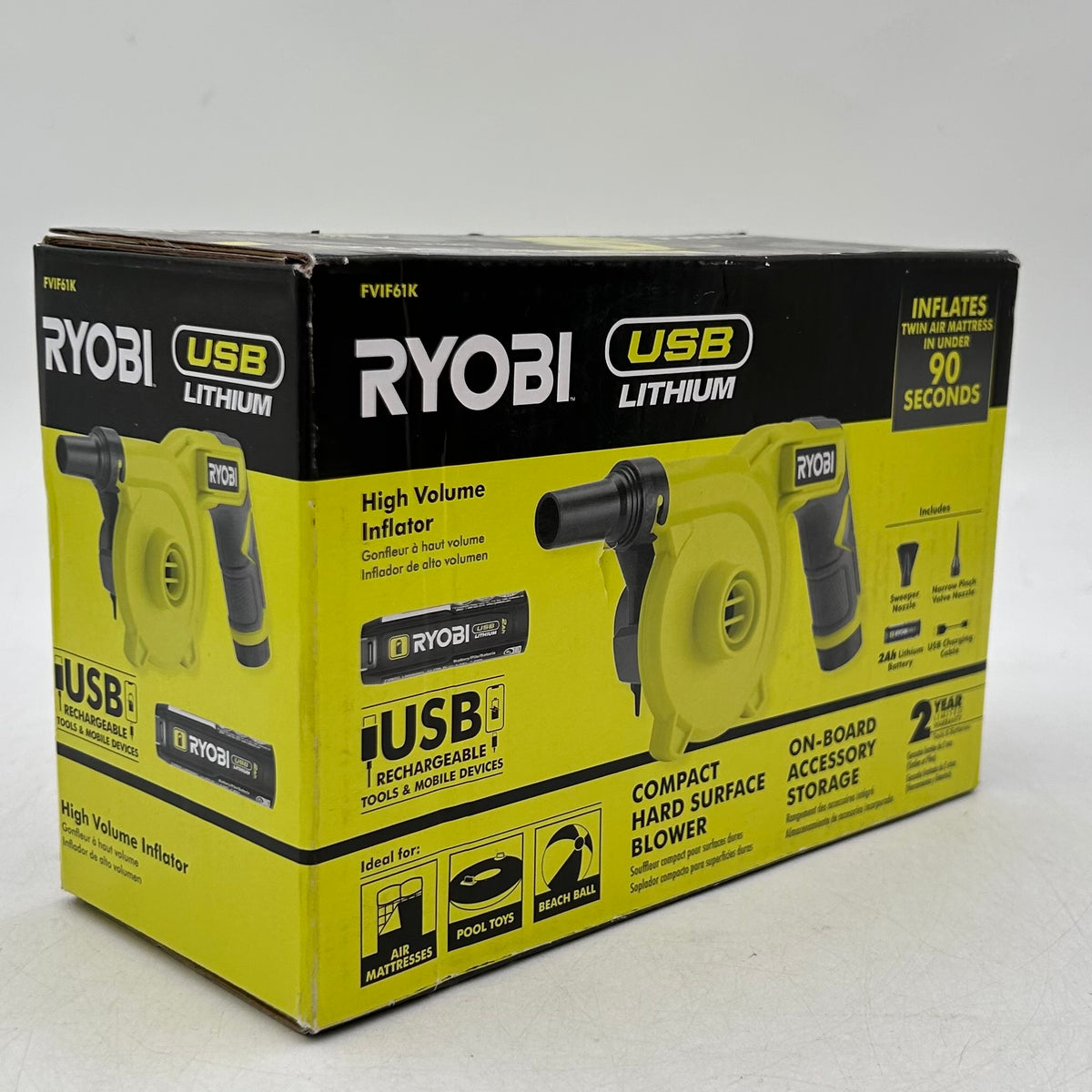 New Ryobi FVIF61K 4V High Volume Inflator