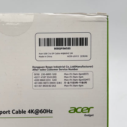 New Acer USB C to Displayport Cable 4K@60HZK Type-C to Displayport Cable 