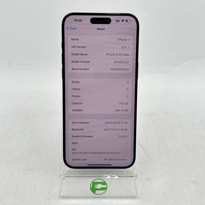 Unlocked Apple iPhone 15 Pro Max 512GB Blue Titanium MU6E3LL/A