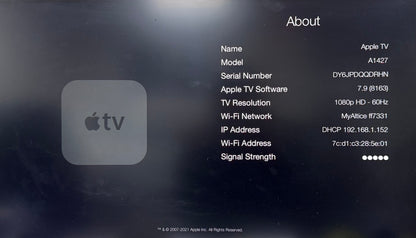 Apple TV 4K 3rd Gen 8GB Digital HD Media Streamer WiFi + Ethernet A1427