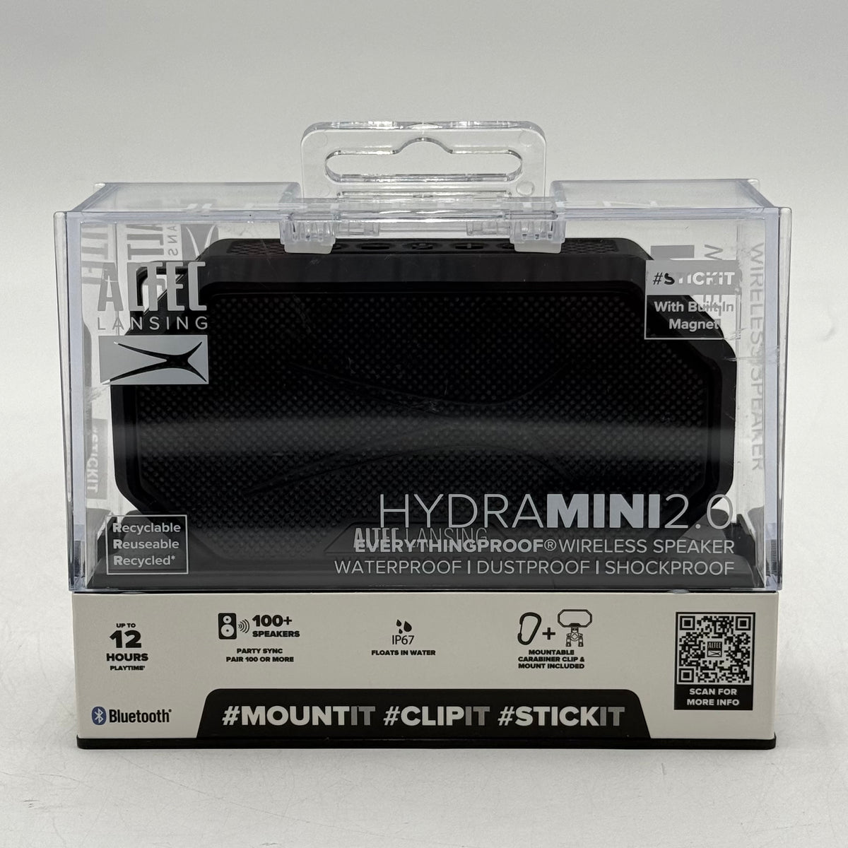 New Altec Lansing Hydra Mini 2 Portable Bluetooth Speaker Black IMW1002-BLKBLKG