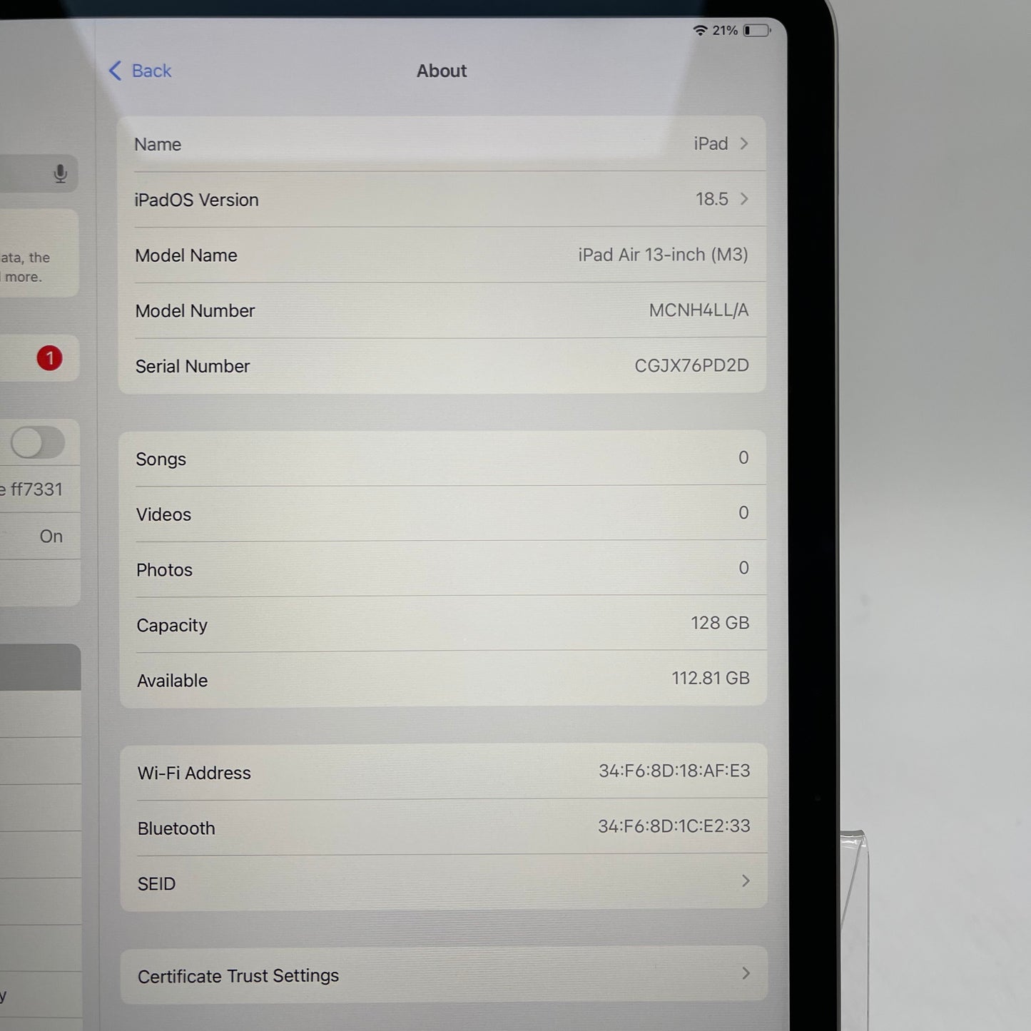 WiFi Only Apple iPad Air 13" M3 128GB Space Gray MCNH4LL/A