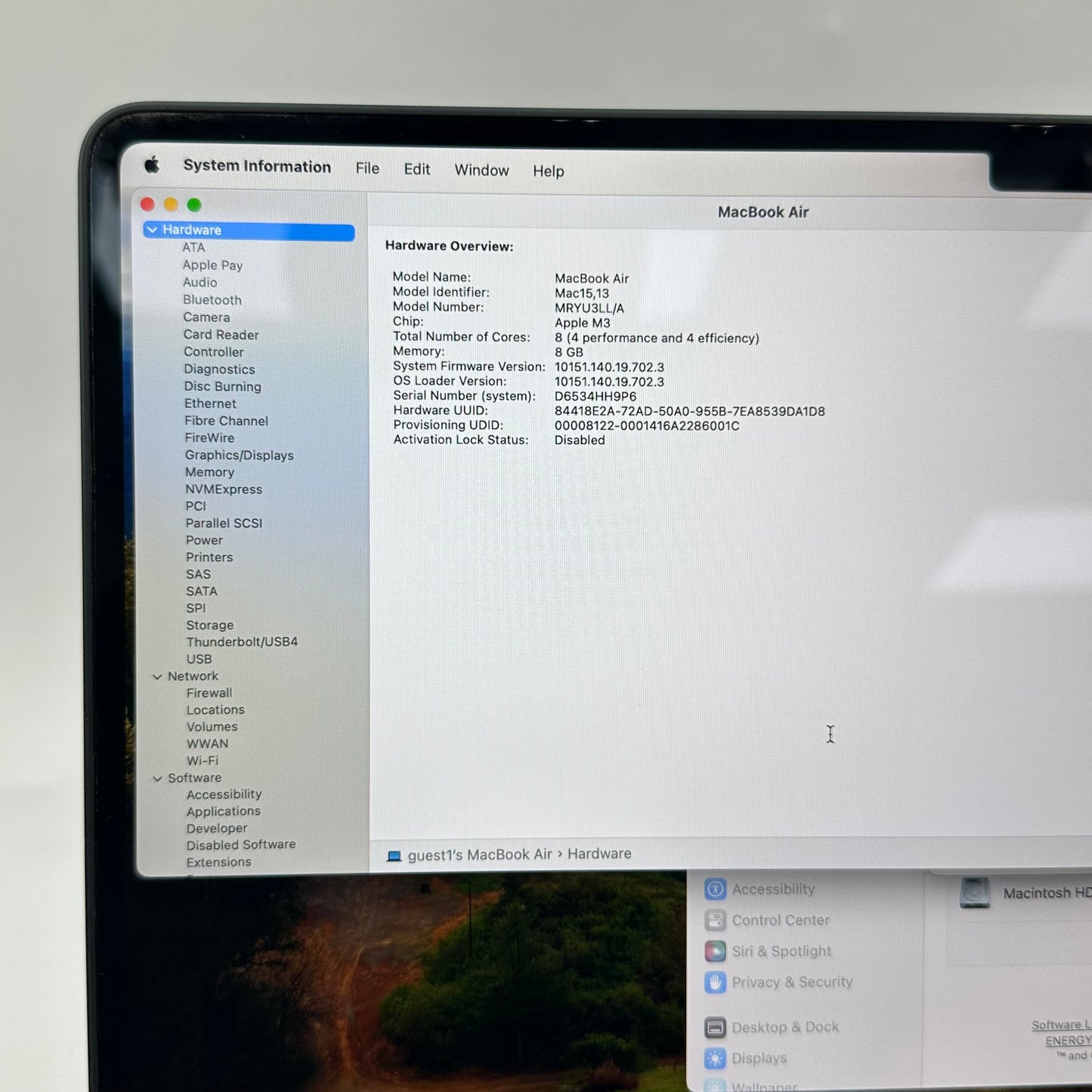 2024 Apple MacBook Air 15" M3 10C GPU 4.0GHz 8GB RAM 256GB SSD A3114