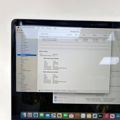 2020 Apple MacBook Air 13.3" i3 1.1GHz 8GB RAM 256GB SSD Space Gray A2179