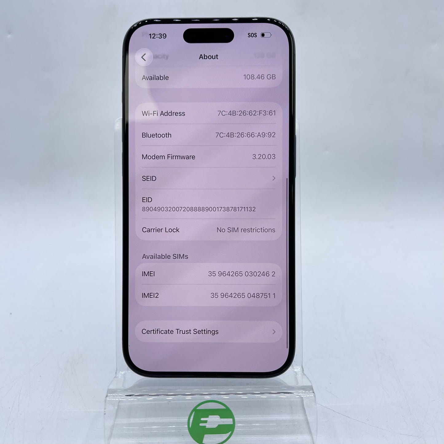 Factory Unlocked Apple iPhone 15 Pro 128GB Blue MTQQ3LL/A