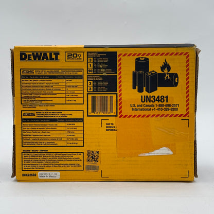 New DeWalt DCK225D2 20V MAX Atomic Compact Series Brushless 2-Tool Combo Kit