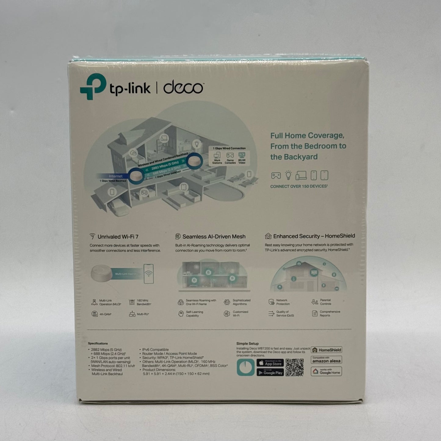 New TP-Link Deco WB7200 (2-Pack) Whole Home Mesh Wi-Fi 7 System BE3600