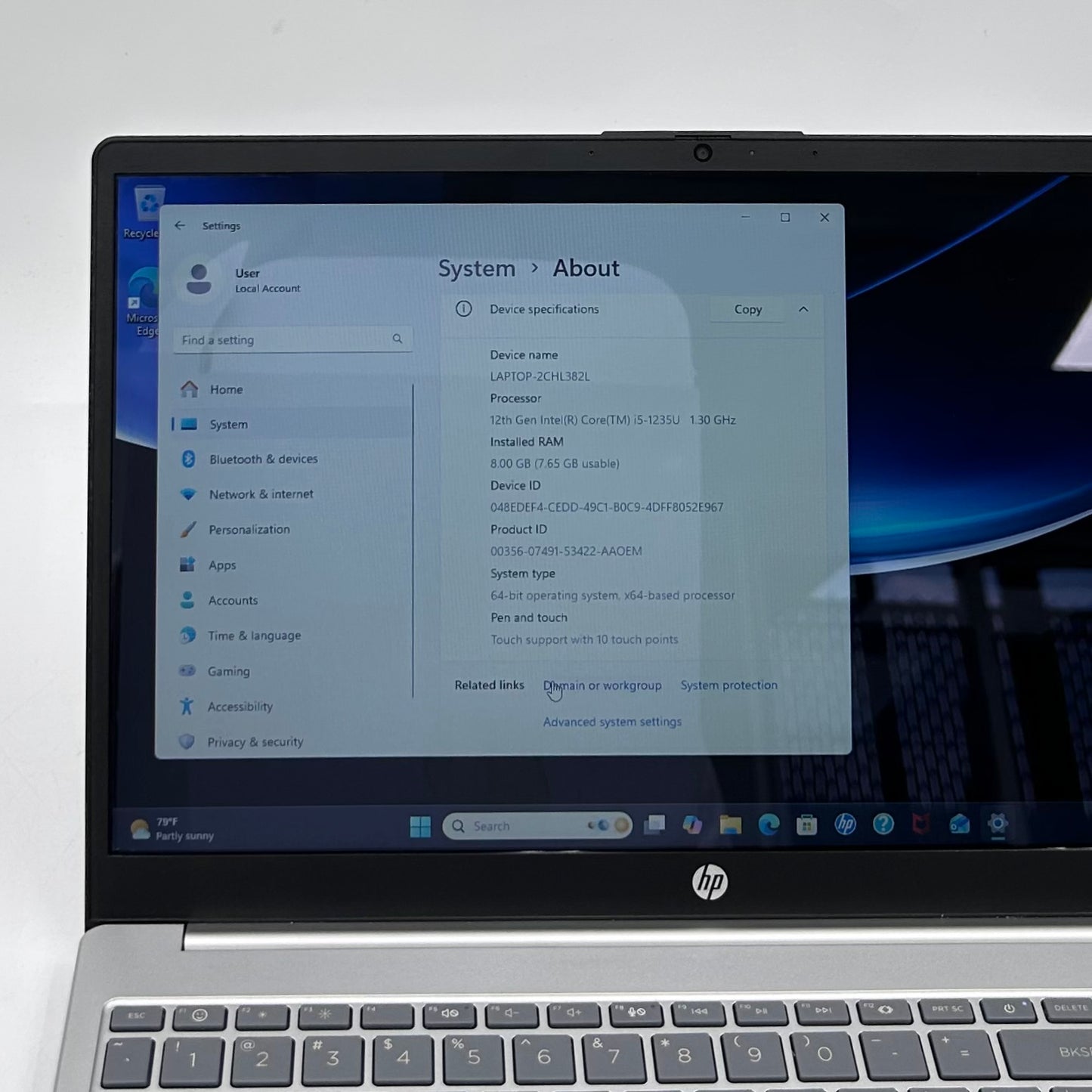 HP Laptop 15-FD0005DX 15.6" i5-1235U 1.3GHz 8GB RAM 512GB SSD