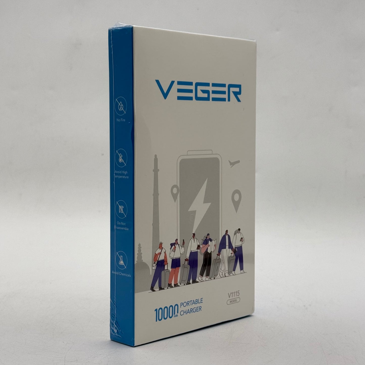 New Veger 10000mAh Portable Charger 15W Portable Power Bank V1115 Black