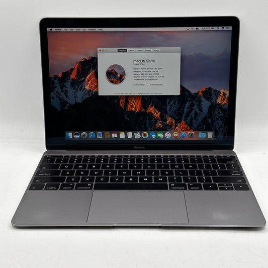 2016 Apple MacBook 13" intel Core m3 1.1GHz 8GB RAM 256GB Flash Storage Space