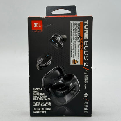 New JBL Tune Buds 2 In-Ear Wireless Headphones Black JBLTBUDS2GBLKAM