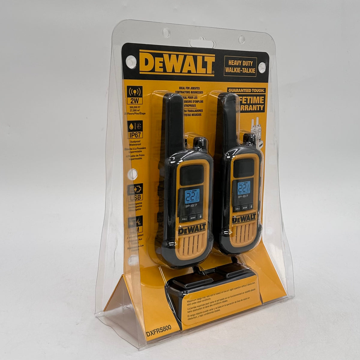 New DeWalt 22-Channel Two Way Heavy Duty Radio Walkie Talkies DXPRS800