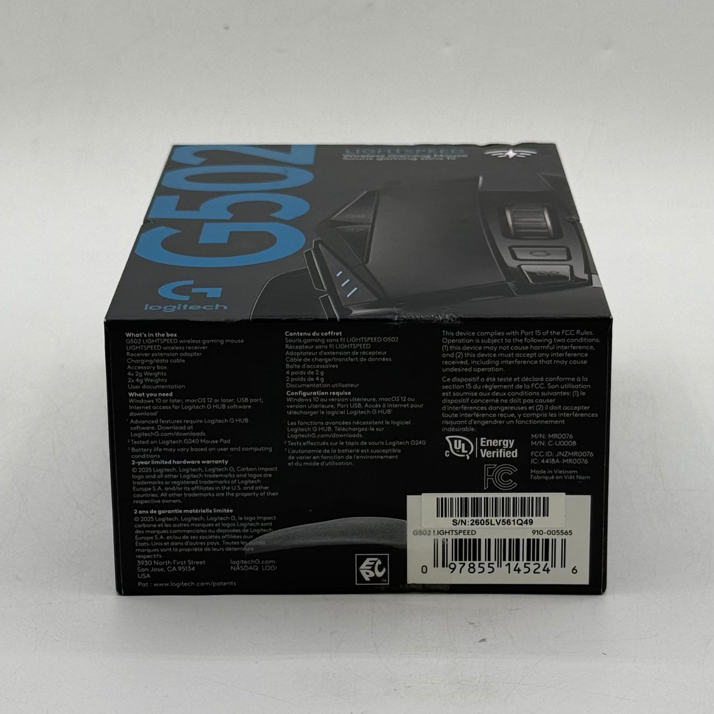 New Logitech G502 Lightspeed MR0076 Wireless Gaming Mouse Black